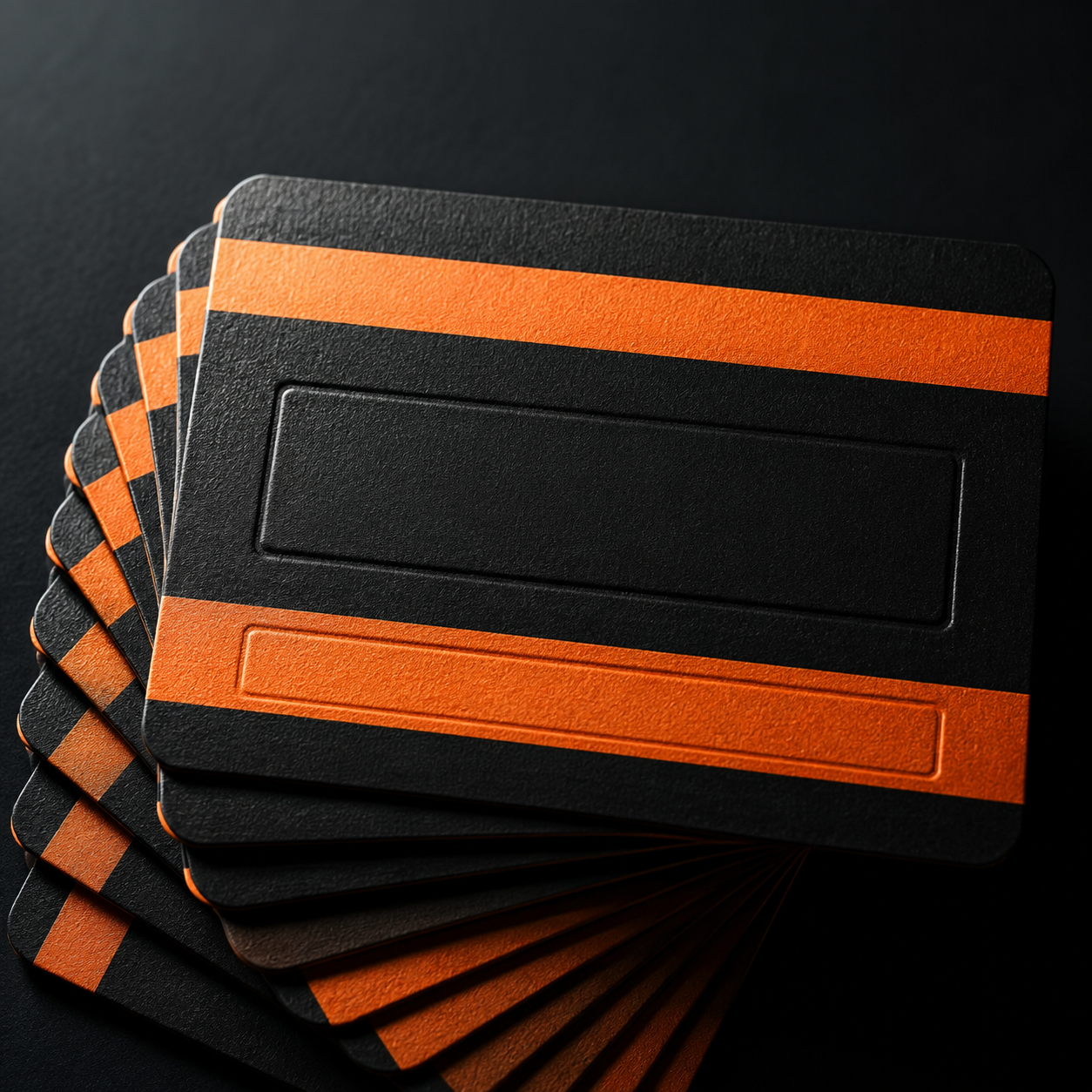 Black and orange stripe paper credit tokens